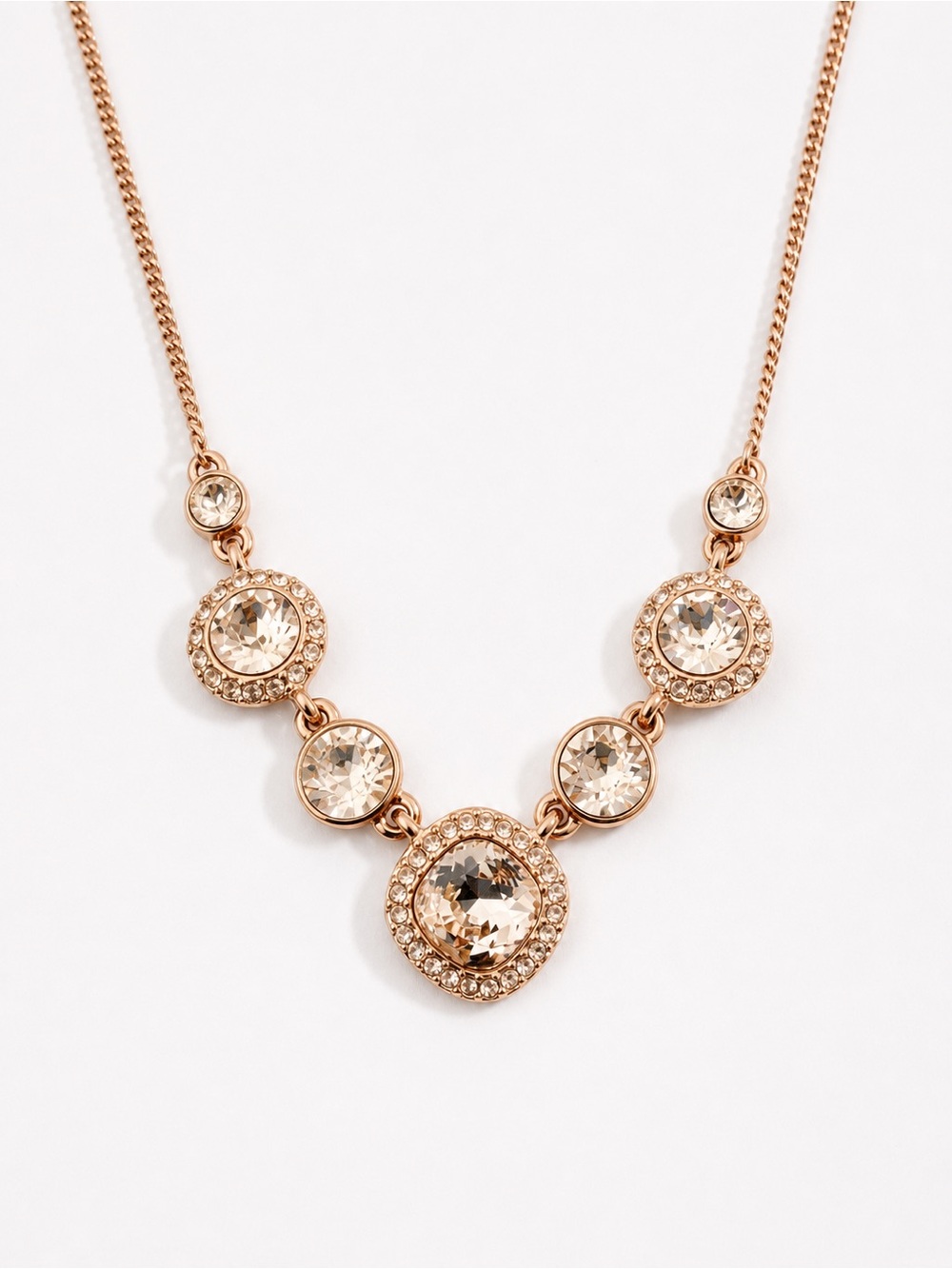 Givenchy Rose Gold Crystal Statement Necklace | Elegant Rhinestone Pendant
